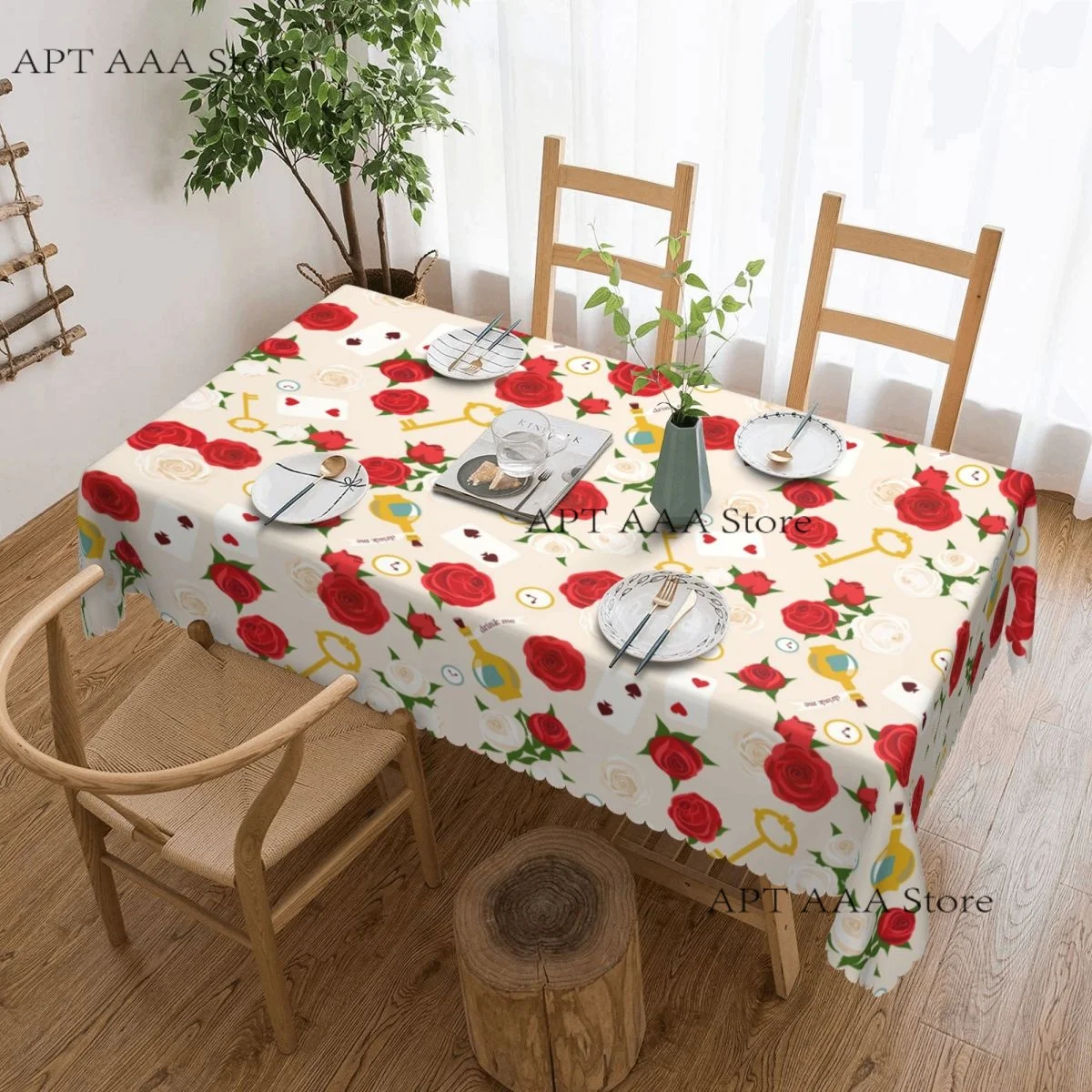 Mantel rectangular impermeable a prueba de aceite Alice en el país de las Maravillas, mantel de fondo, mantel geométrico bohemio