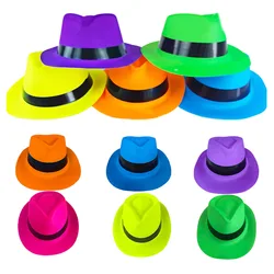 1/2/4 Set Neon Party Supplies Plastic Hats Glasses Fluorescent Gloves Yellow Pink Blue Orange 80s 90s Music Bar Party Decor Prop