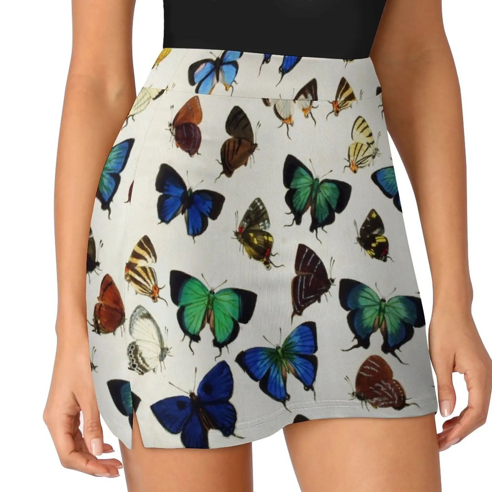 COLORFUL BUTTERFLIES IN GREEN BLUE YELLOW WHITE Beauty Nature Collection Mini Skirt elegant dresses for women kawaii skirt