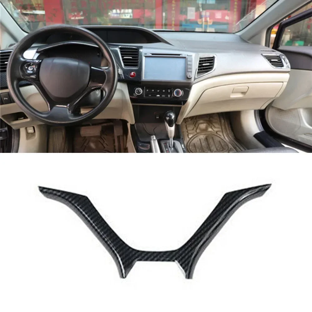 

Carhome Fit For HONDA Civic 9th 2012-2015 Carbon Fiber Steering Wheel U Type Cover Trim Car Styling Sticker High Quality NEW