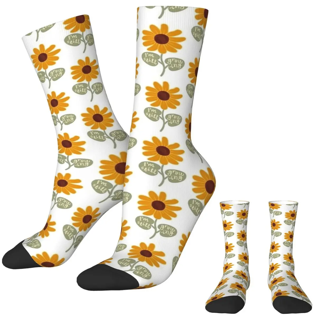 Still Growing Sunflower Socks Casual Stockings Women Men High Quality Skateboard Socks Winter Graphic Non-Slip Socks