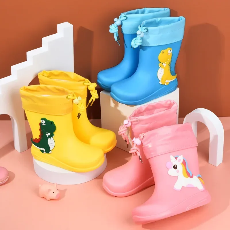 Children Rain Boots Baby Boys Girl EVA Non-slip Outdoor Cartoon Dinosaur Rain Boots for Kids Waterproof Shoes Water Boots Girl