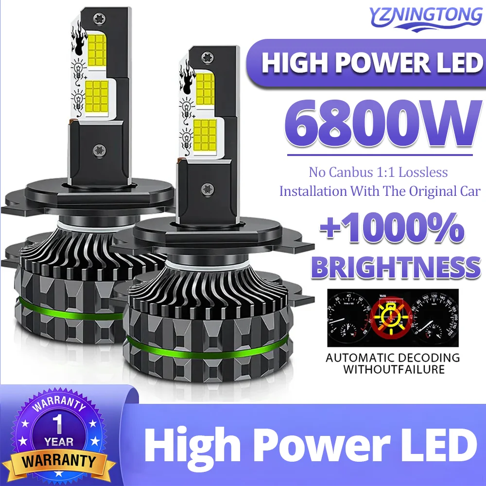 

High power H7 LED light for Car 6800W Automobile H1 Headlight 9005 HB3 9006 HB4 9012 HIR2 H4 LED Headlamp For Motorcycle 12V 24V