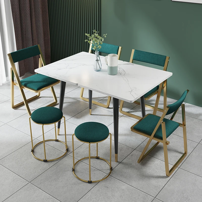 Small unit foldable dining table combination, extendable, light luxury household, space saving apartment