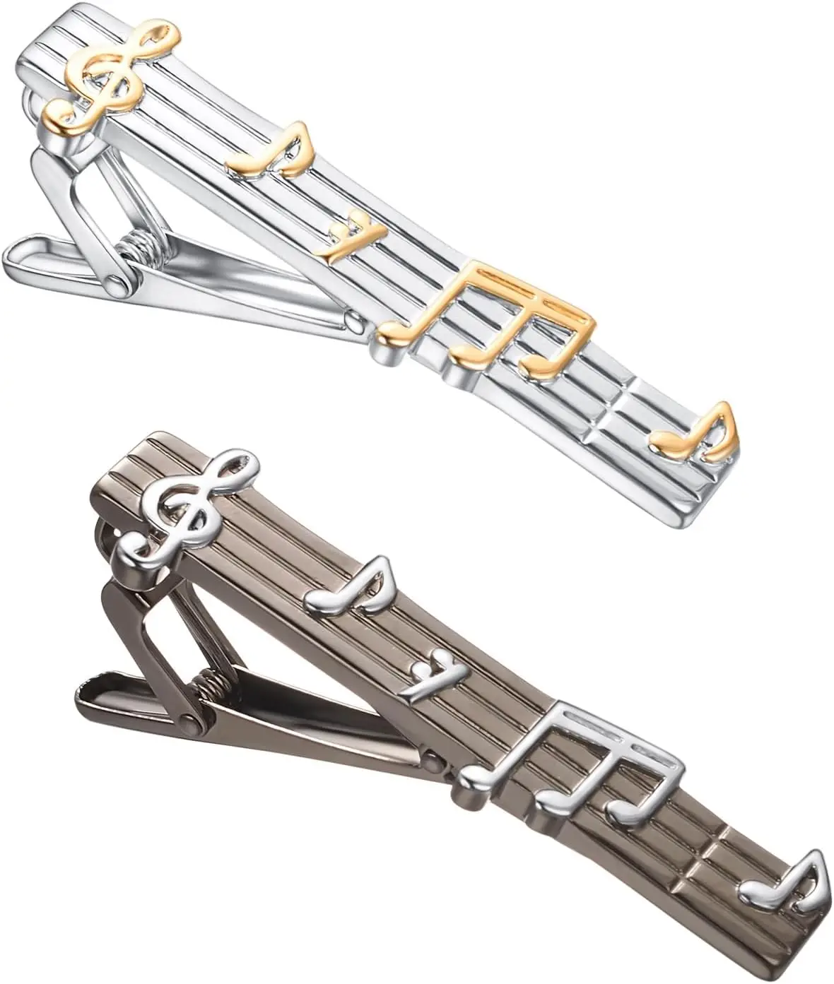 

2-Piece Tie Clip Set for Men in Silver, Gold, Black - Personalized Gift for Father's Day, Birthday, Wedding
