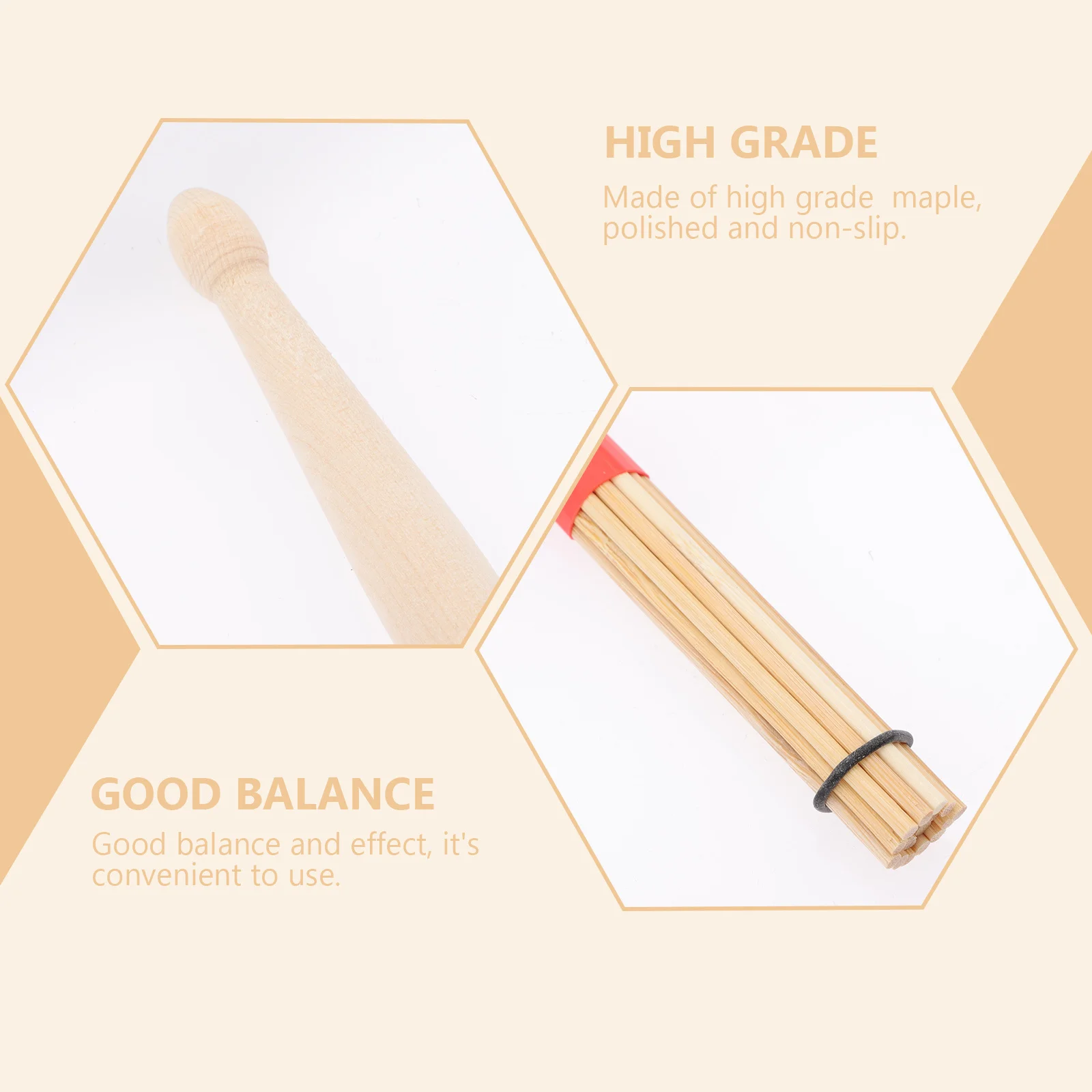 

1 set 1 Set Steel Wire Drumsticks 5A Brush Kit Wood Stick Set For Practice Performance Drum Accessories Multi-Use Drum Supplies