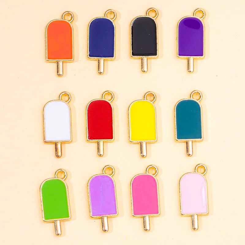 30pcs Colorful Enamel Ice Cream Charms Pendants For Necklaces Handmade DIY Jewelry Making Accessories Wholesale Dropshipping