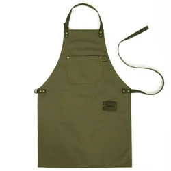 Army Green Canvas Style Aprons Catering Kitchen apron Unisex Woman Men Male Lady Cooking Restaurant Barista Work Apron DW1