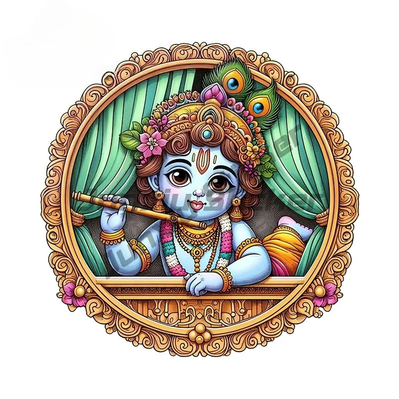 

Hindu God Krishna Car Stickers Cute Kids Cartoon Delicate Picture Design Decals Great Scratch-Proof Car Accessories