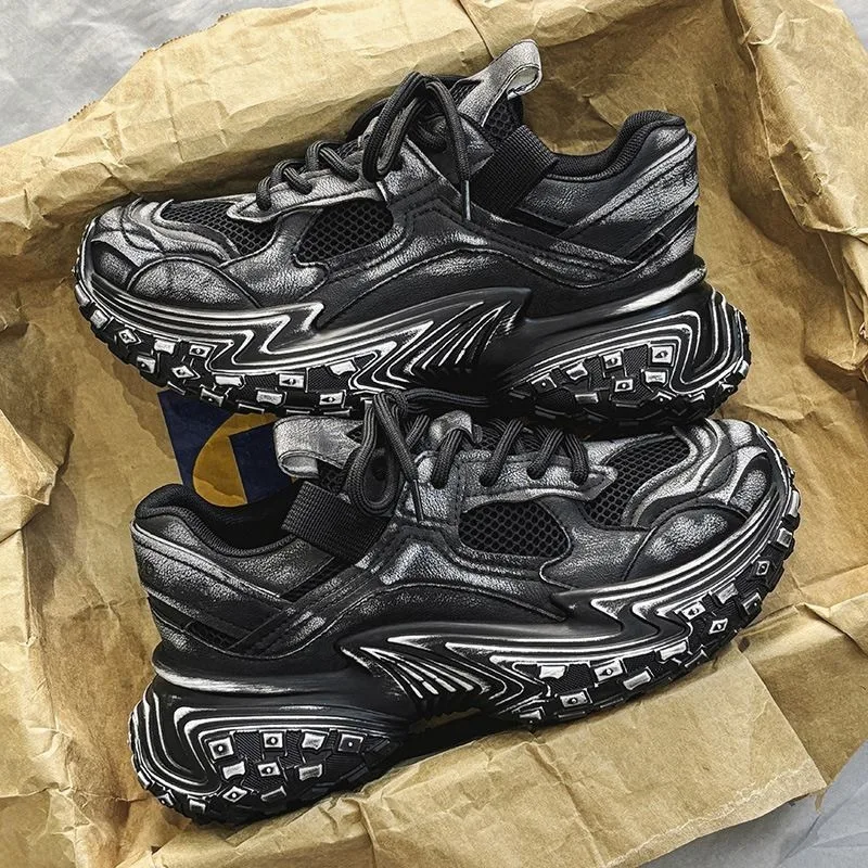 

LiveDay/Мужская винтажная обувь, увеличивающая рост, осенние модные туфли на толстой подошве, модные удобные массивные кроссовки