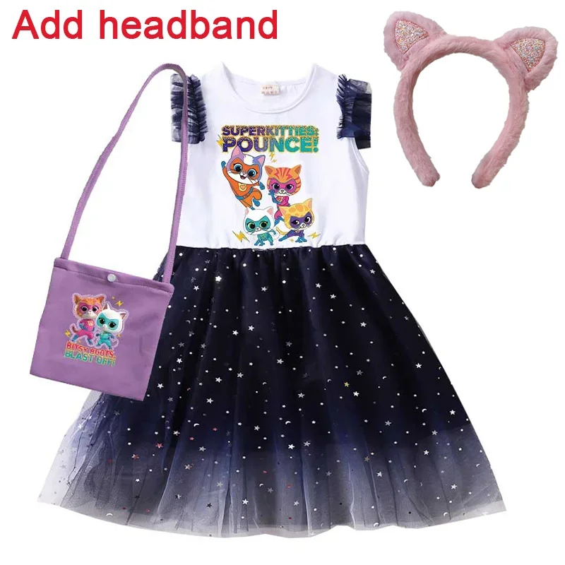 Girls SuperKitties Costume Dress with Headwear Dress Up as Your Favorite Character from the Show Pretty Dress Super Kitties