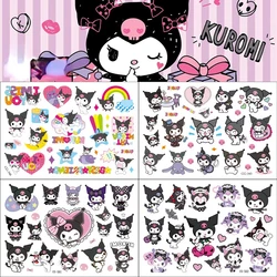 Pegatinas de tatuaje con temática Sanrio Kuromi, tatuajes temporales para niños, suministros para fiestas de cumpleaños, recuerdos, pegatinas de decoración, 4 piezas