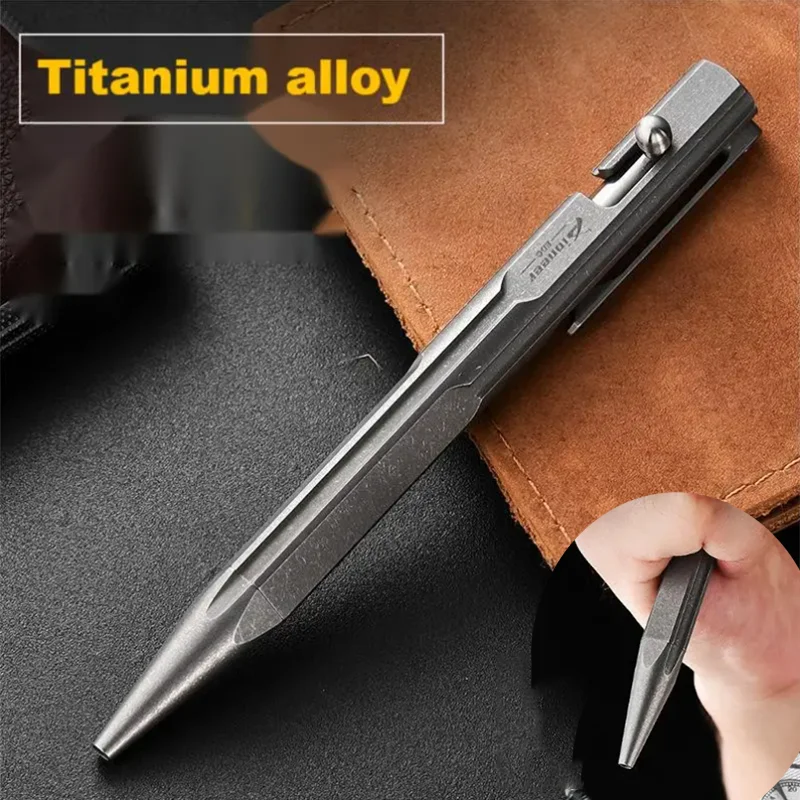 TC4 Titanium Alloy Bolt Type Tactical Pen Multi-functional Self-defense Break Windows Pen Camping Signature Pen For Women\'s Man