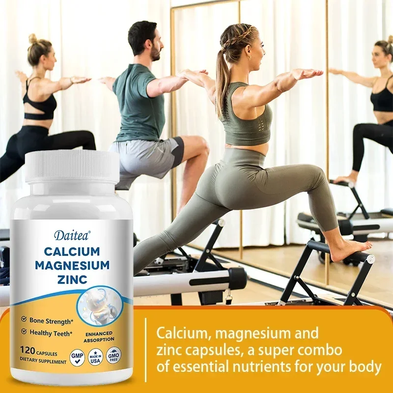 Calcium, Magnesium, Zinc Capsules, Glutamic Acid HCL, Strengthen Bones, Teeth, Heart, Nerves, Immune System Function Supplements