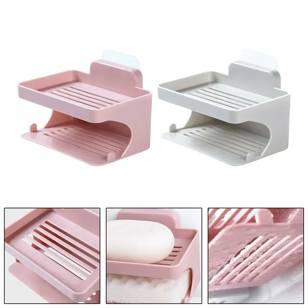 Double Layer Soap Holder Wall Mounted Soap Tray Soap Dishes For Bar Soap Soap Sponge Dish Bathroom Accessories Soap Dishes