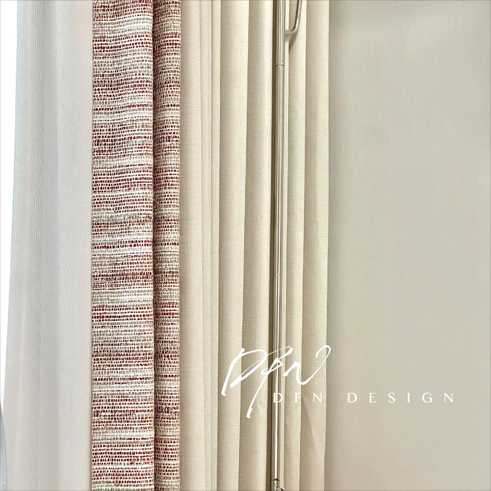 Color Woven Jacquard Beige Stitching Thickened Curtains for Living Room Bedroom Partition Curtain Customized French Window