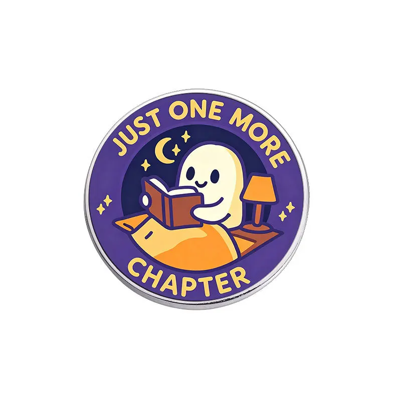 Lapel Pins Creative Cartoon Ghost Reading Brooch Funny Night Reading Text Brooch Student Bag Accessories Brooches on Clothes Pin