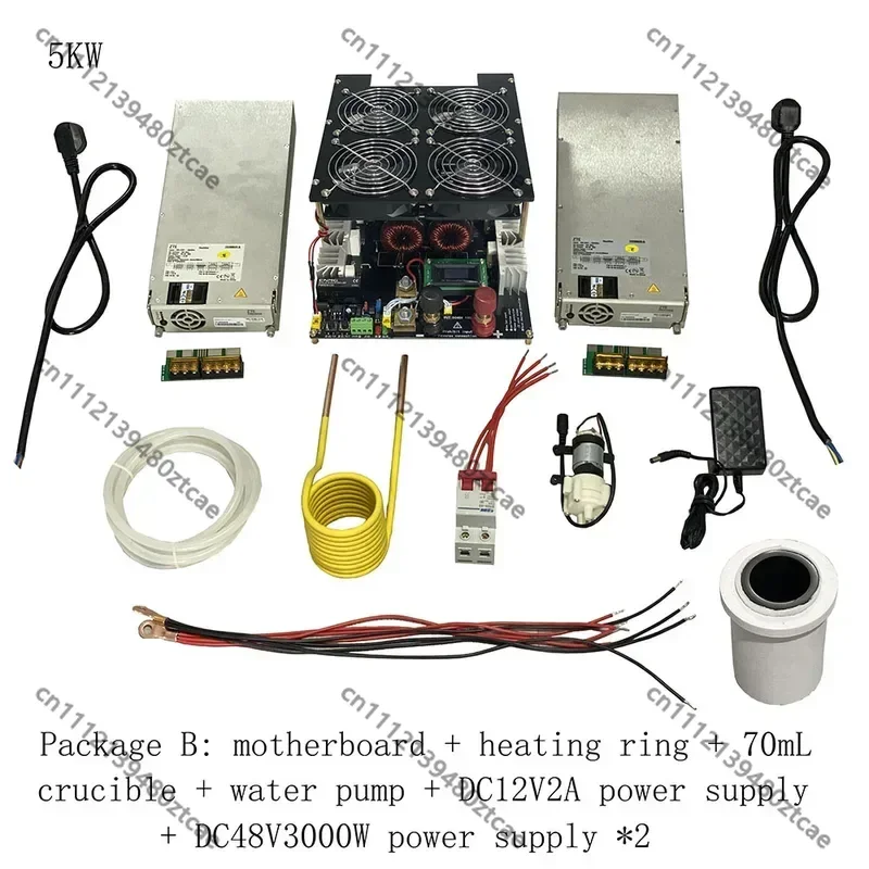 5000W 5KW ZVS Induction Heater PCB Board Metal Melting Coil Pump Crucible High Power Heating Power Supply Unit