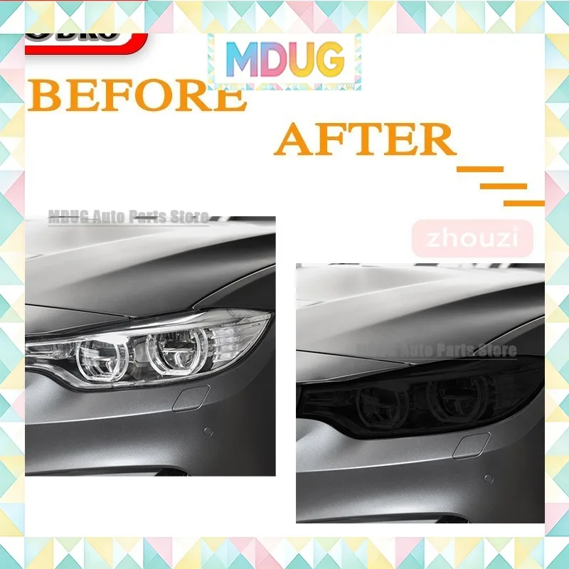 MDUG 2 Pcs For BMW M3 F80 M4 F82 F83 CS Coupe Car Headlight Tint Black Protective Film Protection Transparent TPU Sticker Access