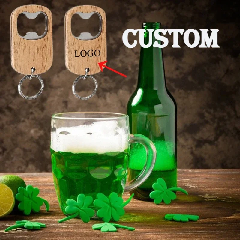 1PC Beers Bottle Opener Wooden Keychain for Wedding Car Logo Key Chain Vintage Personalize Wood Keyring - Image 3