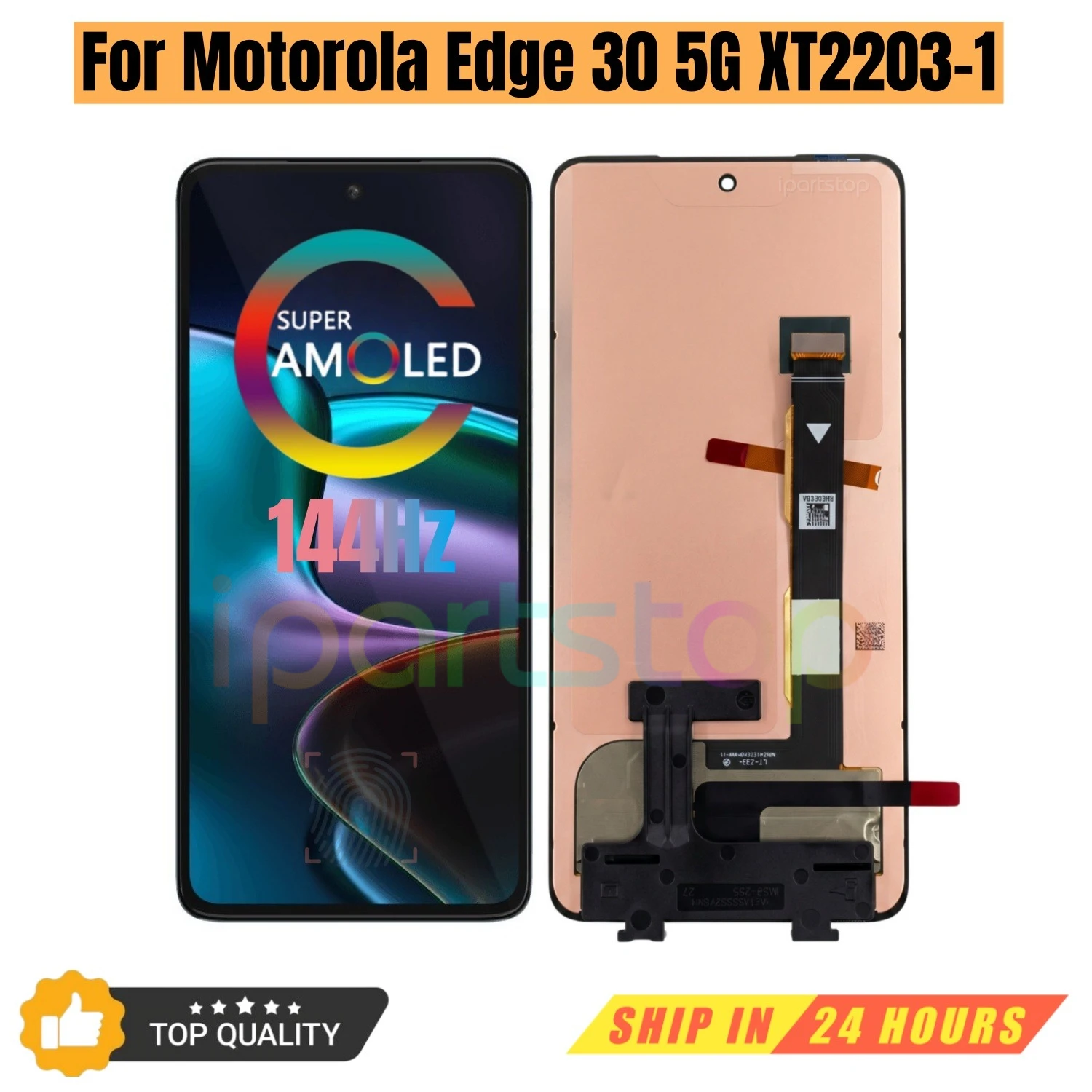 iParts - Pantalla AMOLED de Repuesto Nueva para Motorola Edge 30 5G XT2203-1, Digitalizador de Pantalla Táctil de 144 Hz con Marco, Ensamblaje OEM