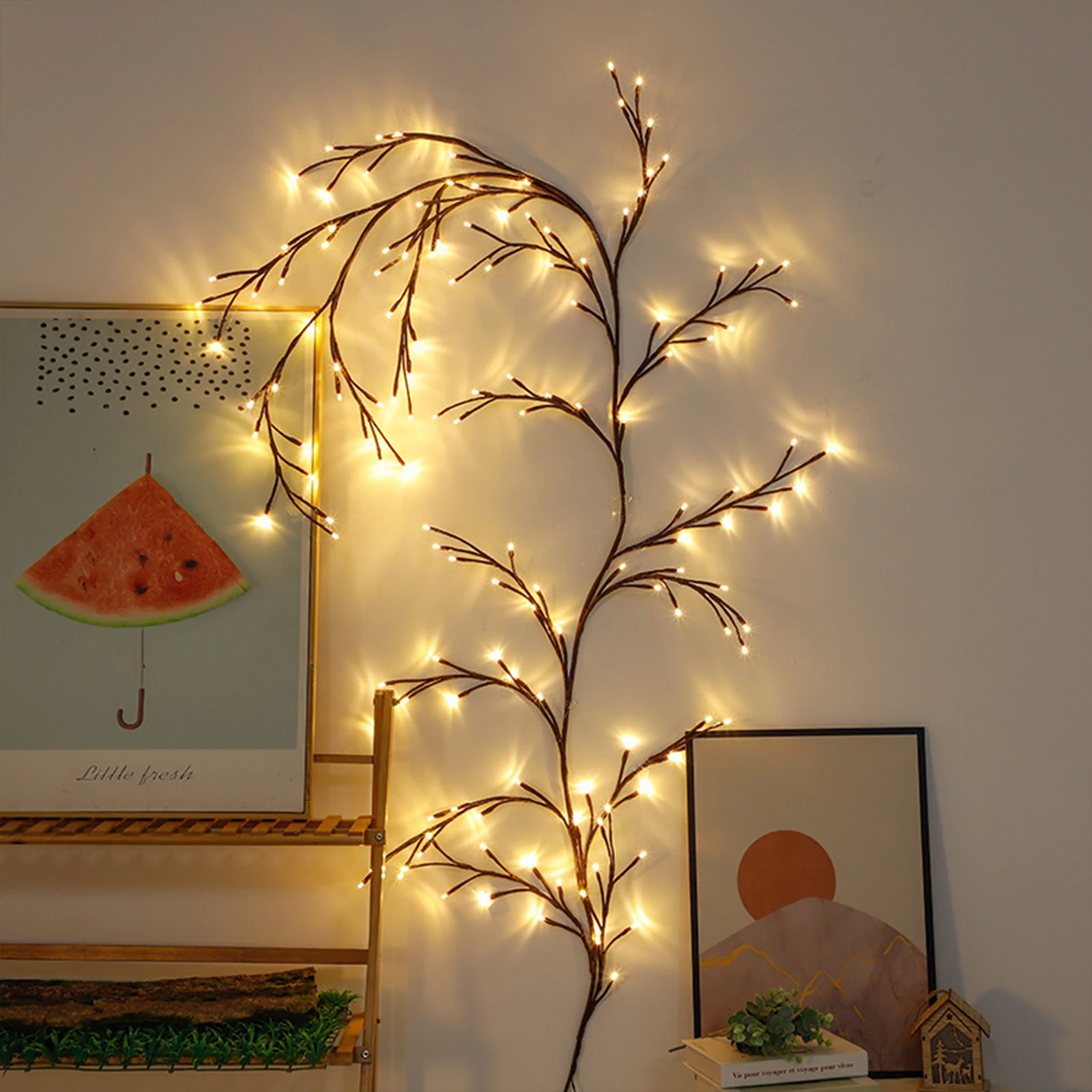 Árvore de Natal Enchanted Willow Vine Luz, Bendable iluminado Branch, Home Party Wall, Estante Mantel