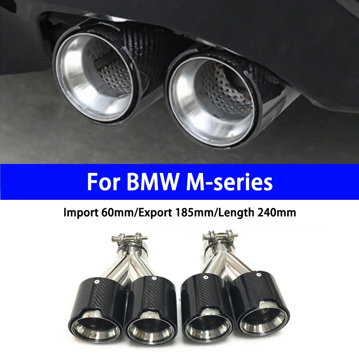 For BMW M-series Modification with One Out Two Out M Standard Carbon Fiber Tailpipe Clamp Installation and Tailpipe Nozzle