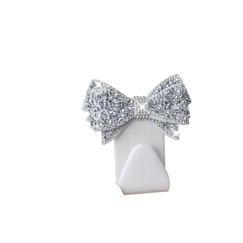 New Car Headrest Hooks With Sparkly Rhinestone Bow Decor And Sturdy Load Bearing Perfect For Hanging Bags Groceries Inside Cars