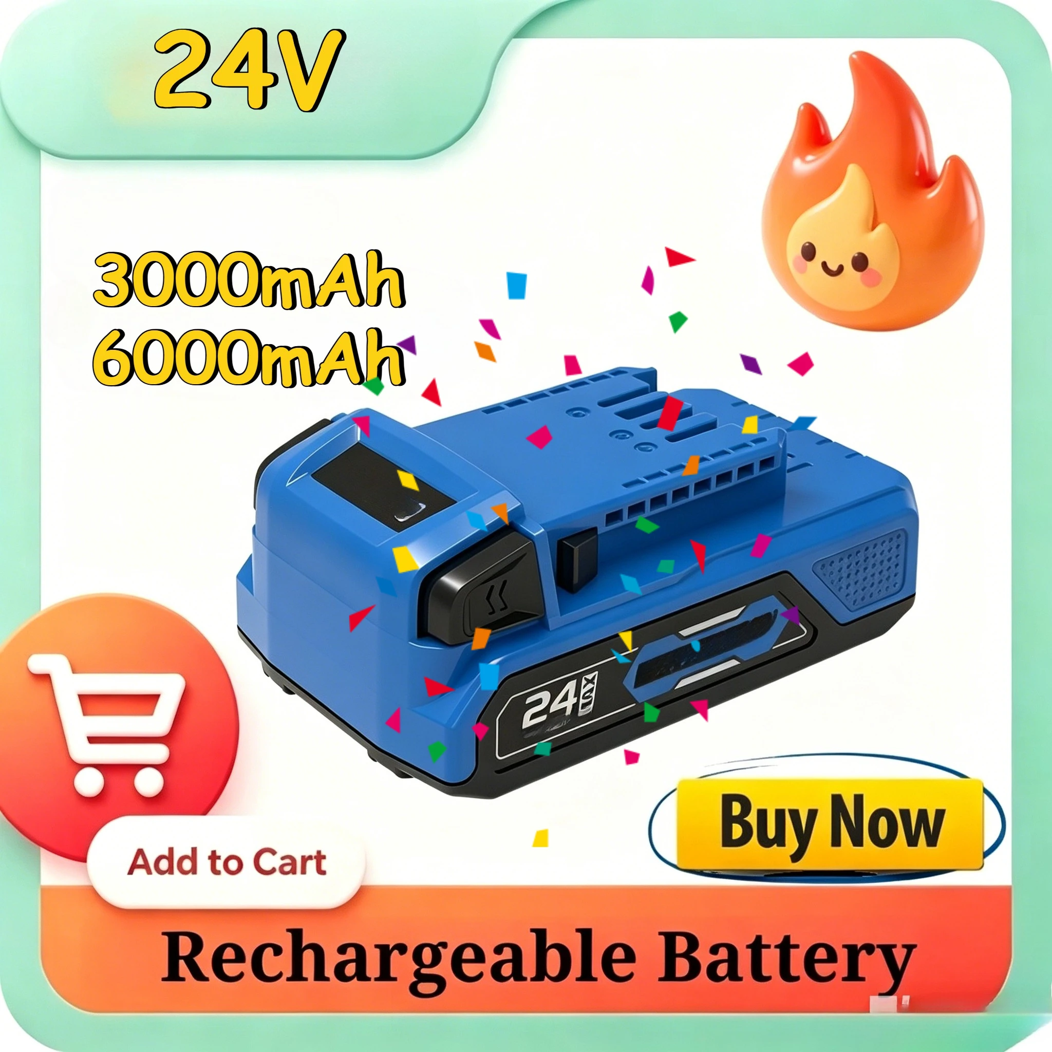 Compatible Ko balt 24V 6.0Ah 12-Cell Large Capacity Lithium Battery for Power Drill Tools