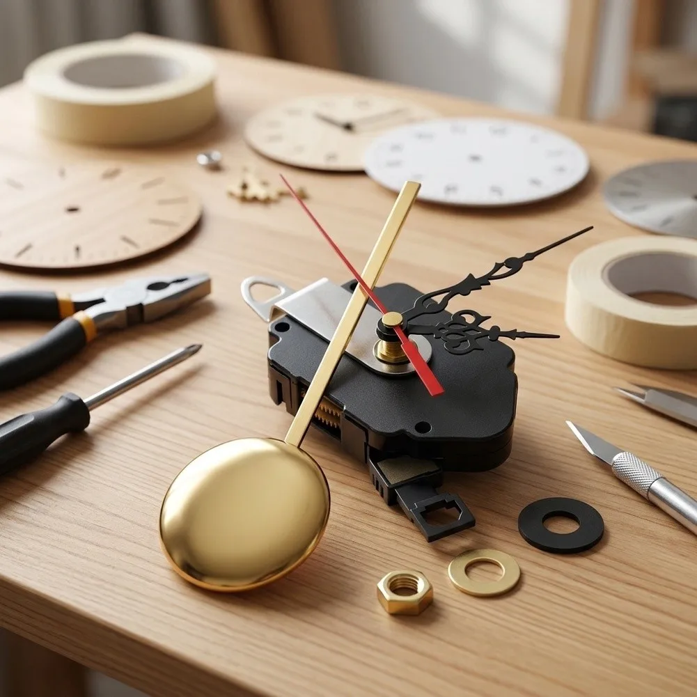 Quartz Clock Movement Kit Offering Silent Operation and Pendulum Compatibility with 3 Hand Variants for Makers