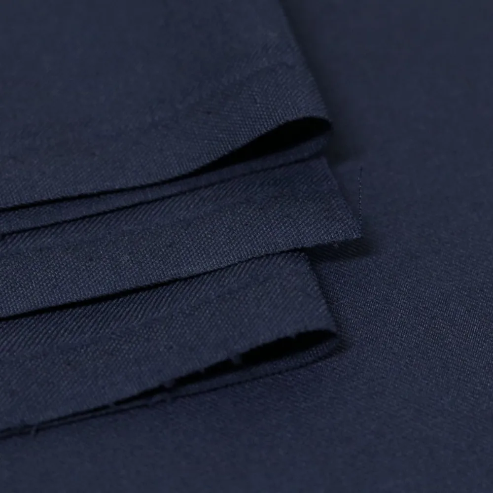Navy Wool Blend Serge Fabric, Anti Static Wrinkle Resistant Wool Polyester Cloth For Office Uniforms And Formal Business Suits