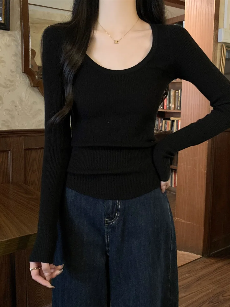 شيك U-Ne محبوك سترة المرأة الخريف الشتاء سليم صالح قاعدة طبقة علوية Faionable تنوعا طويلة Sve التريكو الحراري