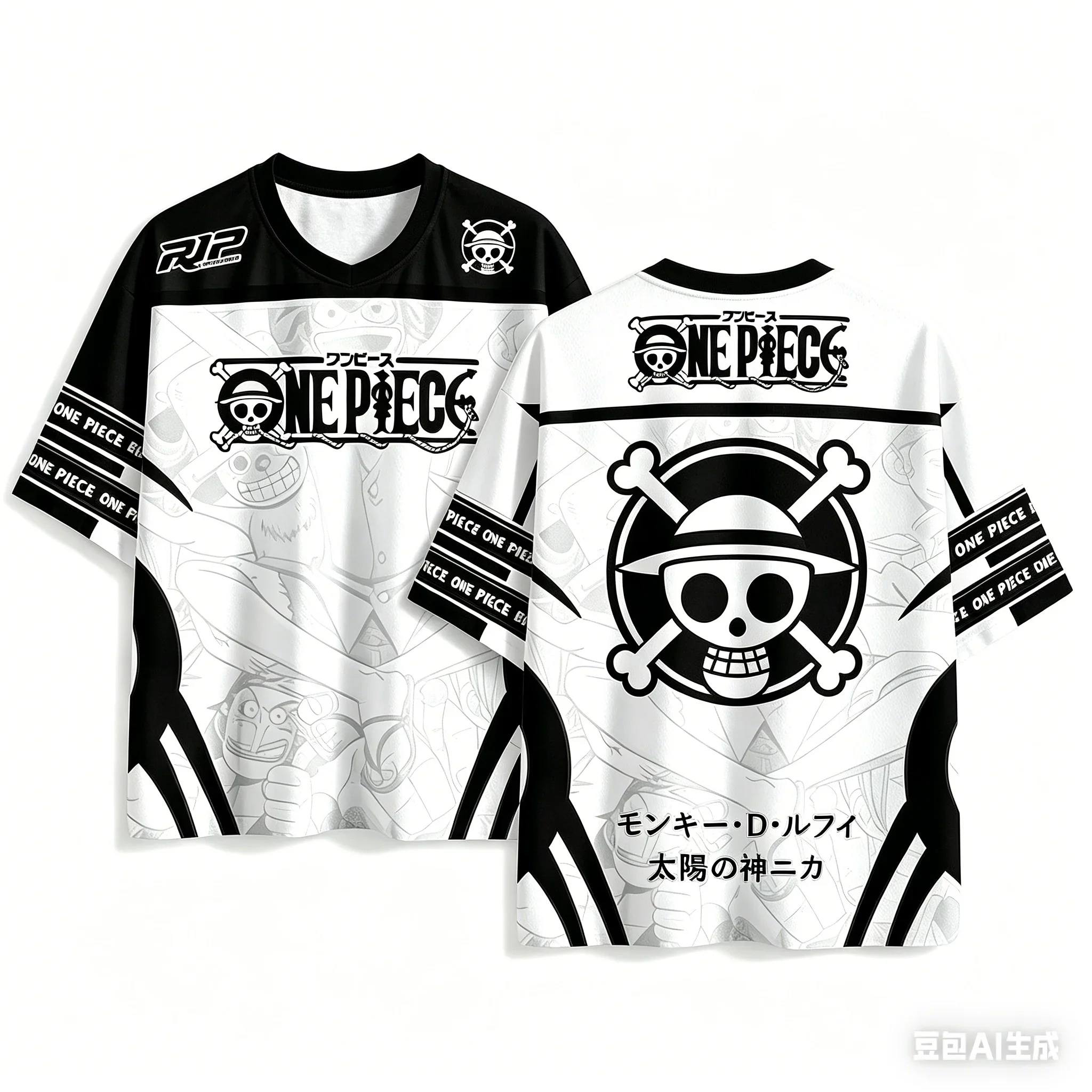 2026 New One Piece Skull Flag Pattern T-shirt Breathable Sports Shirt Summer Children's Short Sleeve T-shirt Top