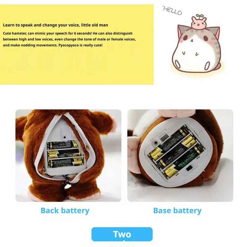 Elektryczny pluszowy chomik, urocza mówiąca lalka chomika, imitująca Twoją głos i kiwająca głową, do uspokajania i towarzyszenia dzieciom, prezent.