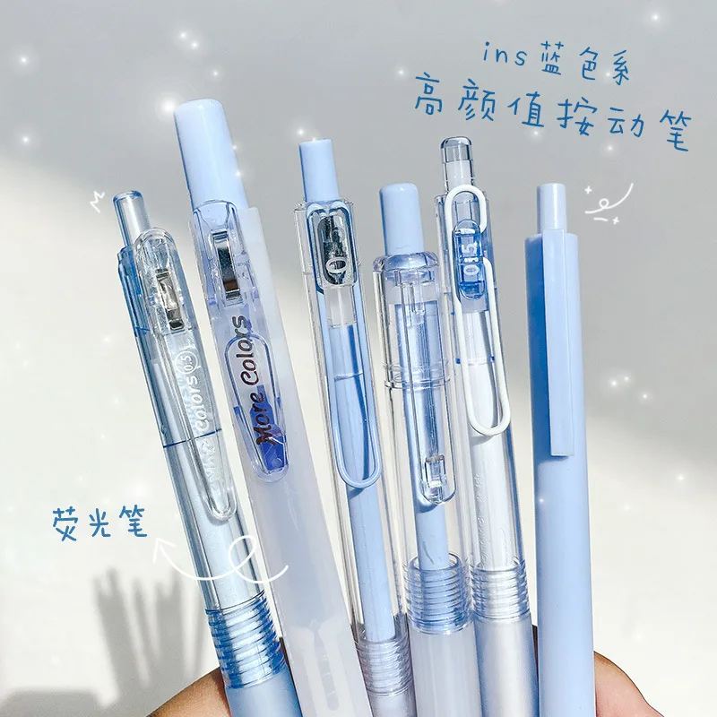 

6Pcs Kawaii Gel Pen Color Highlighter Set Students Writing Pens Ins Korean Japanese Kawaii Office School Stationery Supplies