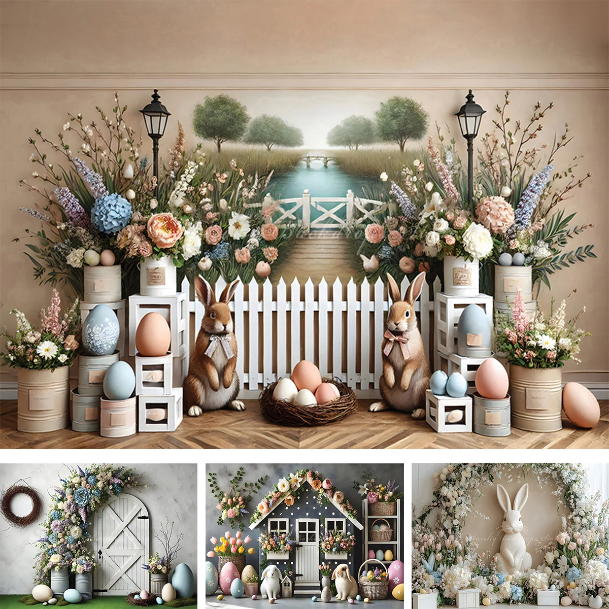 

Пасхальный тематический фон для фотосъемки, весенние цветочные и кроличьи яйца, фестиваль для девочек и взрослых, реквизит для фотосессии, детский фон для вечеринки