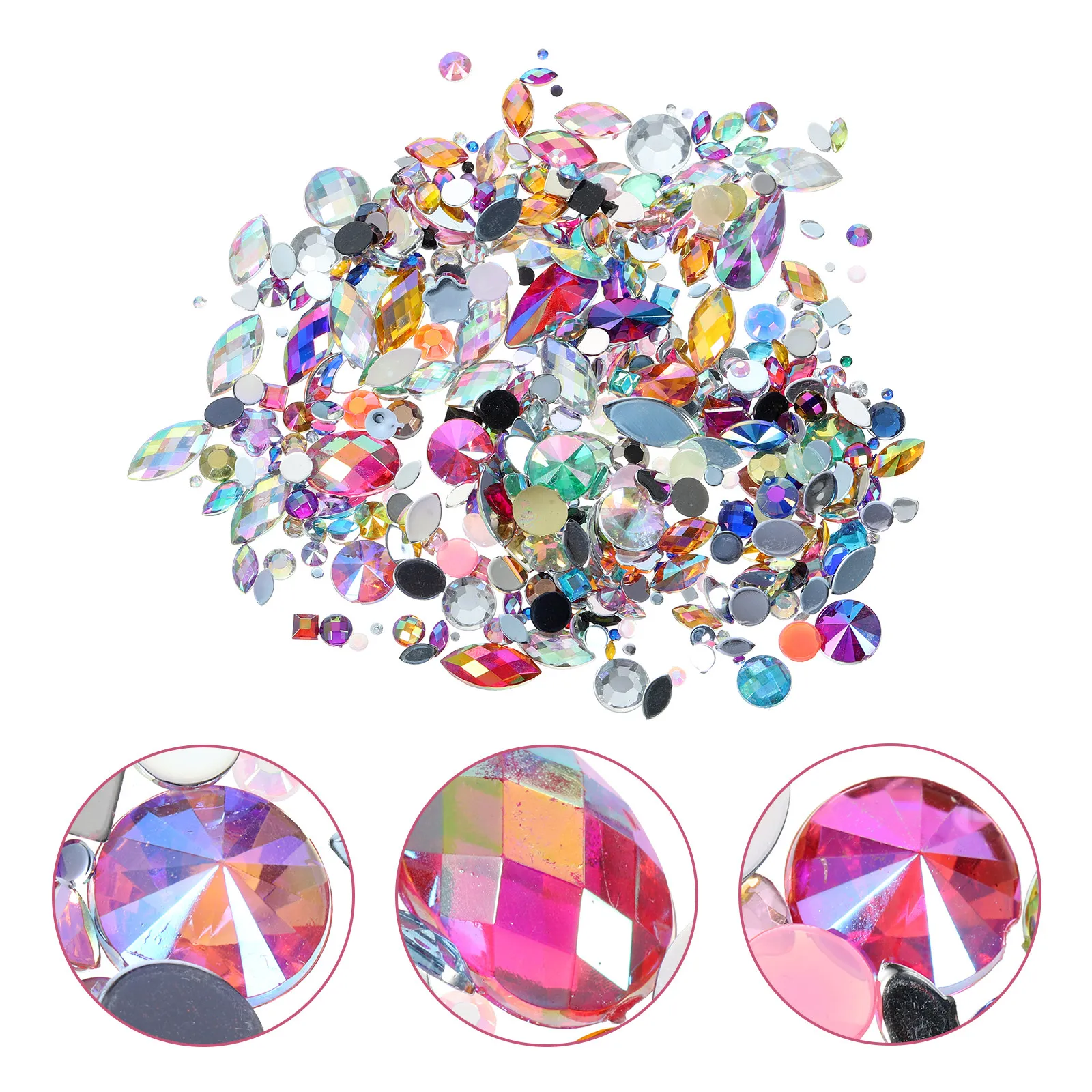 300Pcs Acrylic Flatback Rhinestones Multi-Color Flat DIY Rhinestone Manicure Ornaments Nail Art Charms Smartphone Case