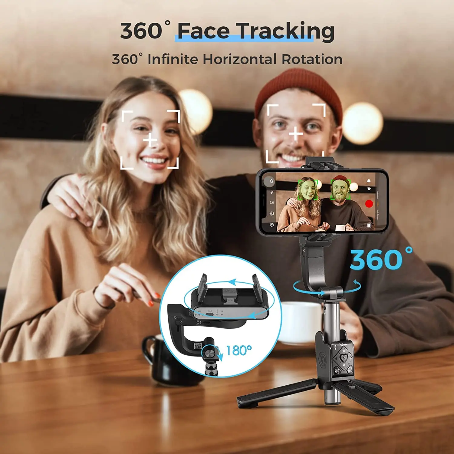 Hohem iSteady Q يده مثبت أفقي الهاتف Selfie عصا تمديد قضيب قابل للتعديل ترايبود مع جهاز التحكم عن بعد للهواتف الذكية