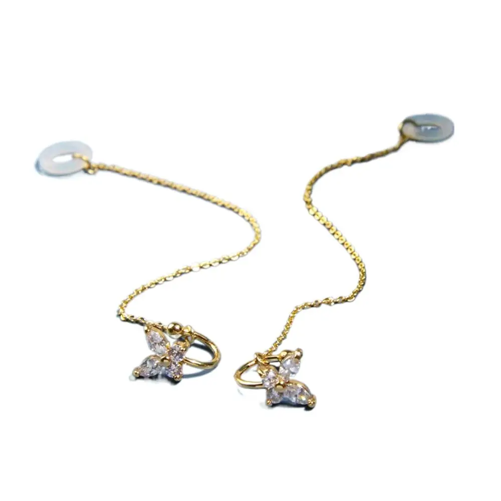 

1pair Holder Clips Anti-lost Butterfly Ear Clip Protection Chain Blue Butterfly Anti-Lost Ear Clip Butterfly Chains Alloy