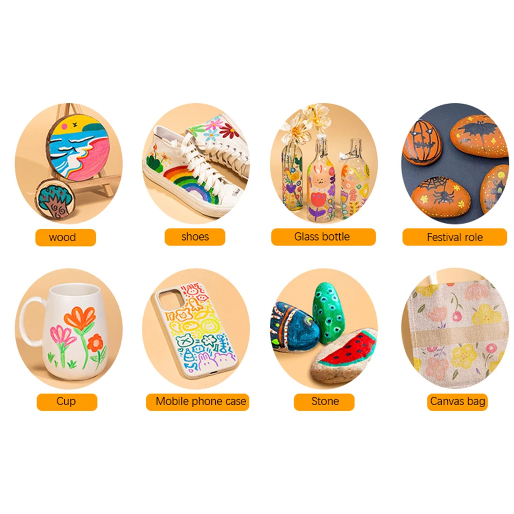 Deli-rotuladores acrílicos de colores para niños, Kit de pintura de roca, juego de bolígrafos de pintura de piedra, cerámica, vidrio, madera, suministros de arte DIY, 12/24/36/48 colores