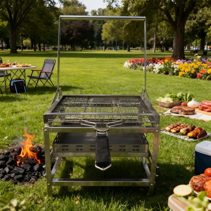 

Stainless Steel Flip Bbq Grill Portable Charcoal Smoker Grill Barbecue Grills En Plein Air for Outdoor Cooking