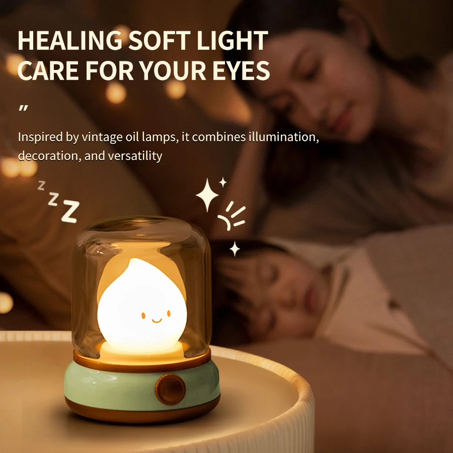 Desktop LED Night Light Rechargeable Cute Cartoon Bedside Table Lamp Night Lights Gift Coffee Bar Hotel Bedroom Home Decoration