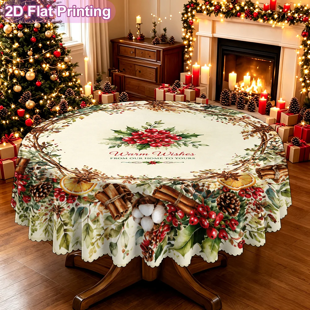 Warm wishes for Christmas Christmas wreath placemat printed tablecloth, suitable for family restaurant layout