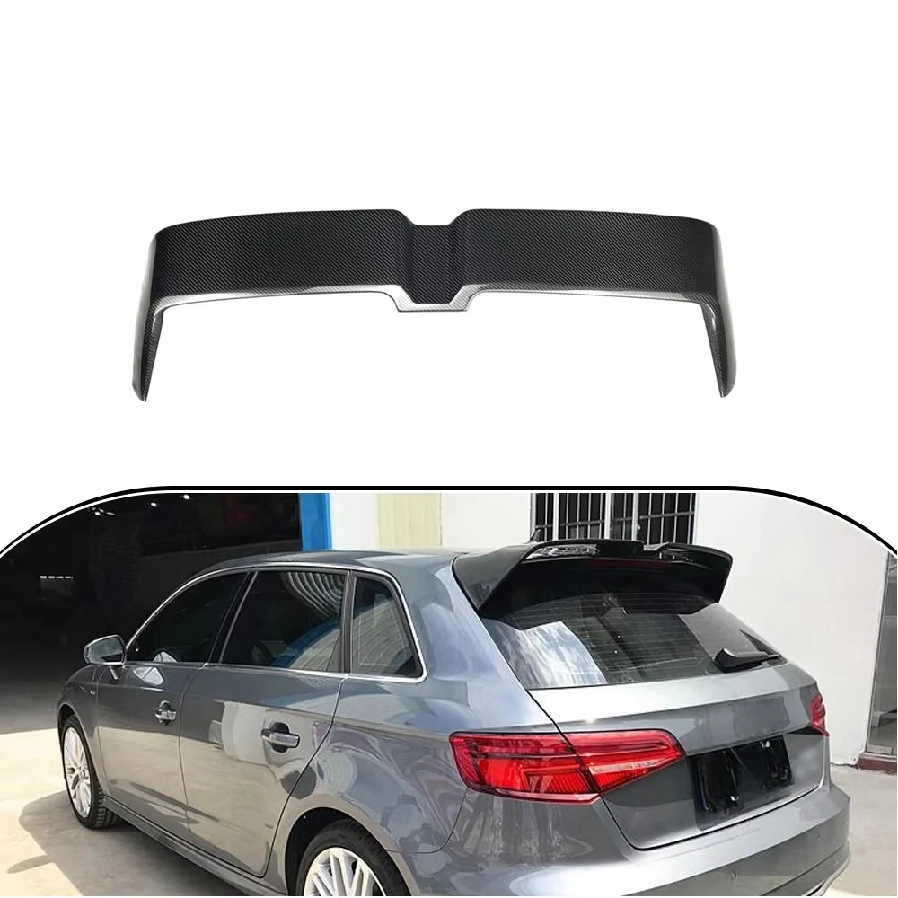 Product Customization Carbon Fiber Rear Trunk Spoiler Roof Top Wing forAUDI A3 S Line S3 Hatchback 2014-2020 Carbon Black
