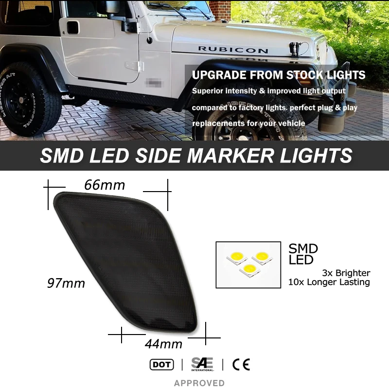 2X كامل العنبر LED المصد الأمامي أضواء العلامات الجانبية بدوره إشارة الوامض مصباح ل جيب رانجلر TJ اكسسوارات السيارات 1997-2006 Canbus