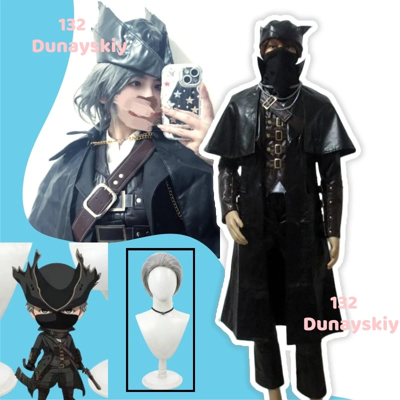 Gioco Bloodborne Set Cosplay per uomini adulti Donne Comic Con The Hunter Black Party Costume cosplay di Halloween Realizzato su misura