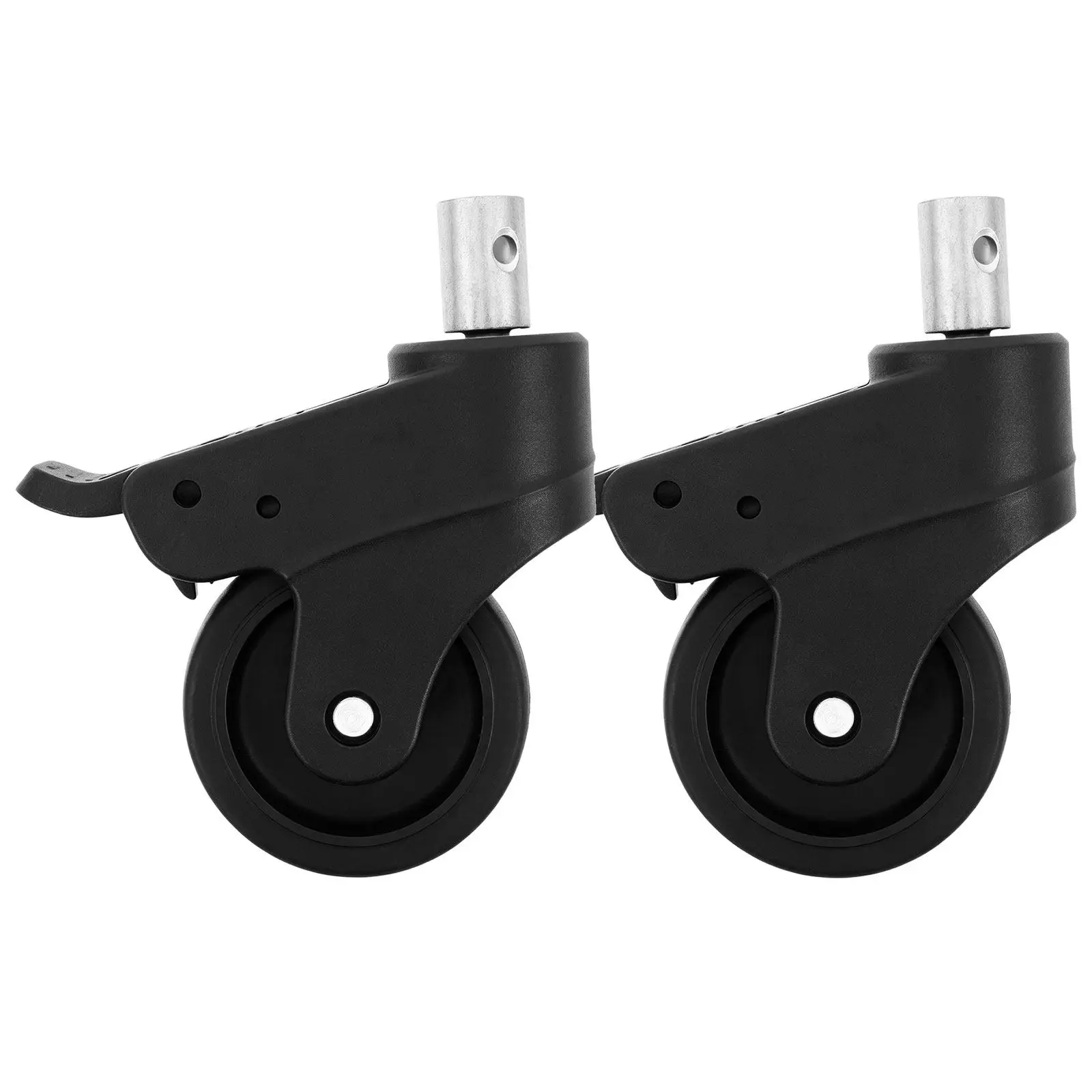 2 Pcs 3 Inch Silent Stem Casters With Brake Wheelchair Commode Caster Wheels With Stem Brakes Bathroom Casters Lockable Foot