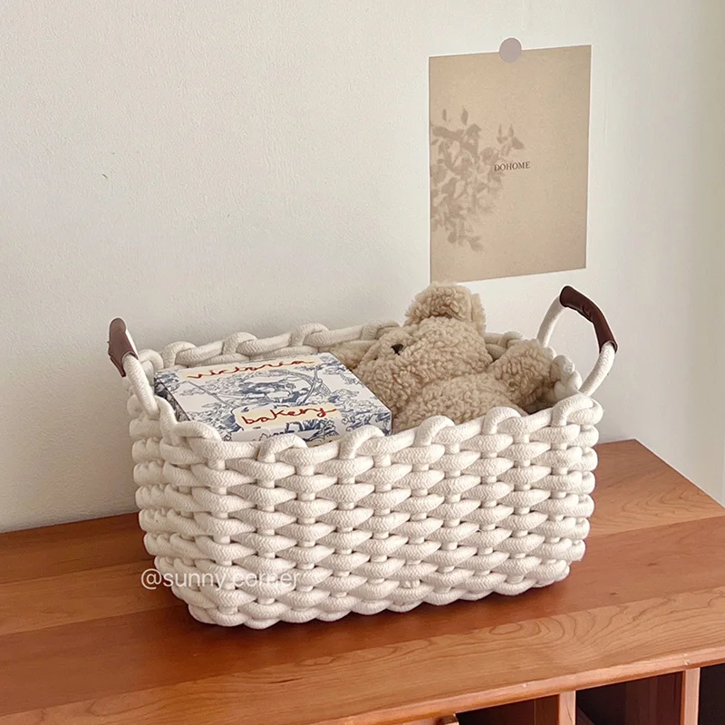 

Japanese Cotton Rope Storage Basket, Fabric Desktop Organizer Box, Makeup Organizer Box, Miscellaneous Storage Basket