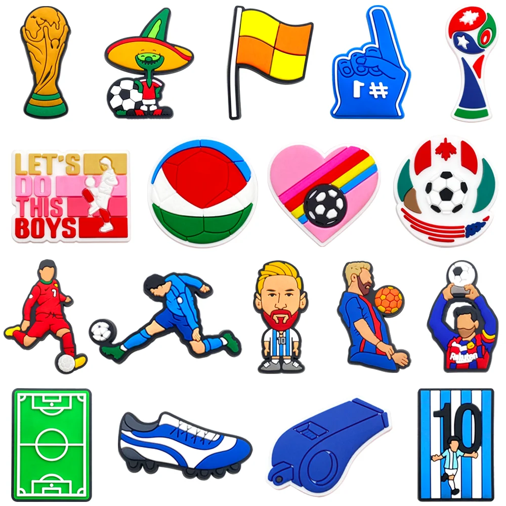 

18Pcs/Set football series Shoe Charms DIY Shoe Buckle Accessories PVC Shoe Decorations X-mas Girl Kids Gifts