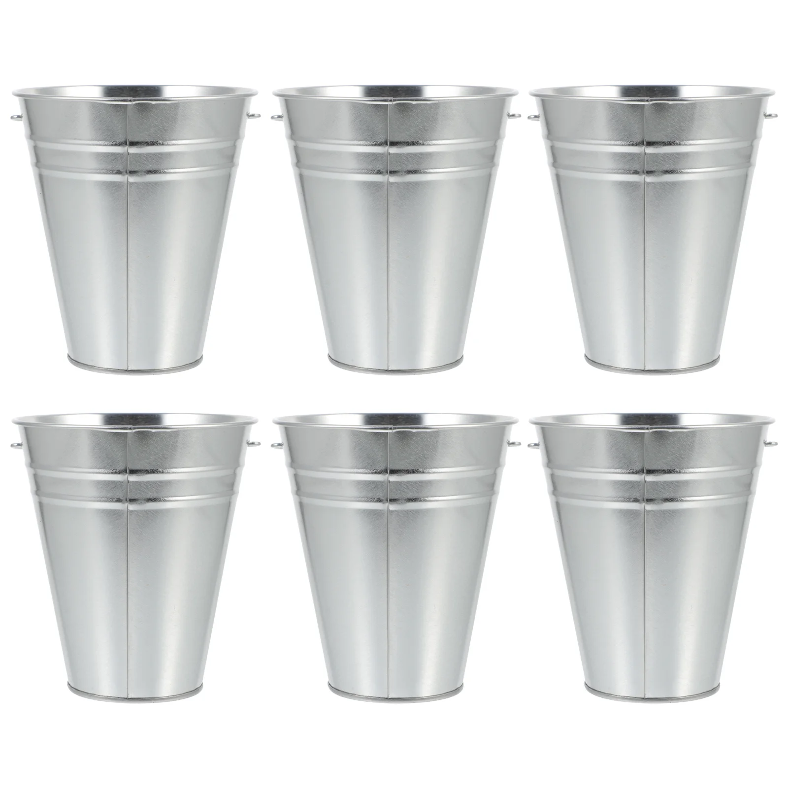 

6Pcs Beer Bucket Portable Ice Buckets Silver Large Capacity Bar Buckets Stable Handle Multi-Purpose Containers